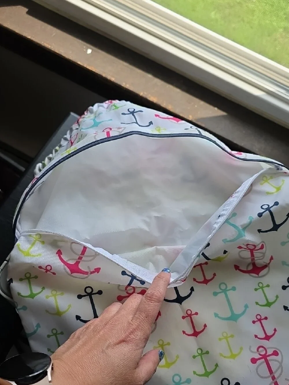 Thirty-One Anchor Print Drawstring Backpack - Picture 2 of 6